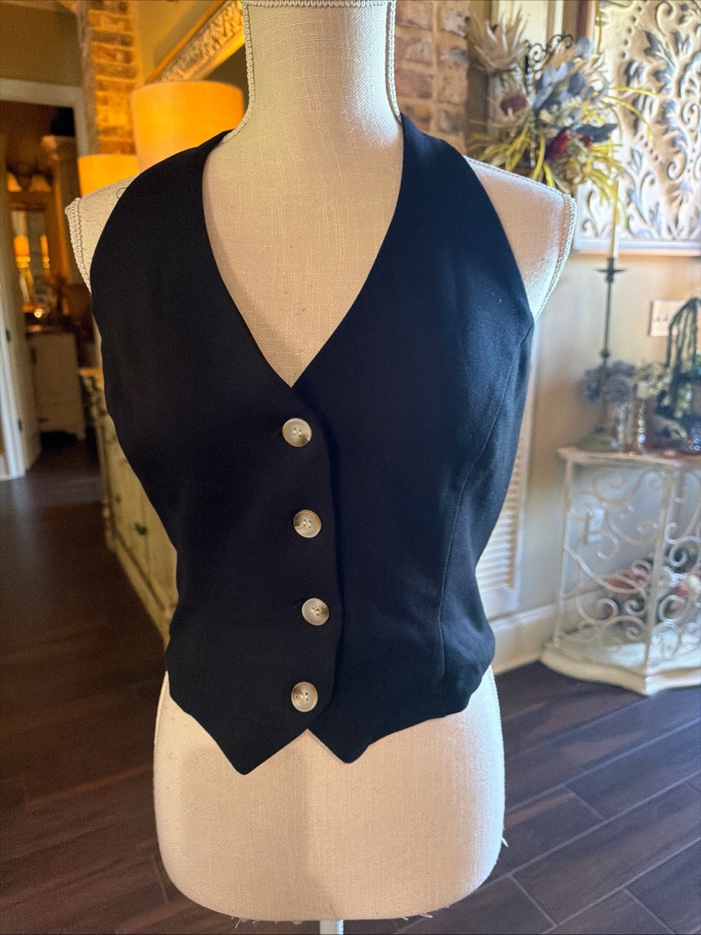Milk and Honey black Buttoned Down Halter Vest Size small